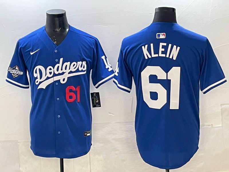 Men 2025 Nike Los Angeles Dodgers #61 Klein Blue Game MLB Jersey 013
